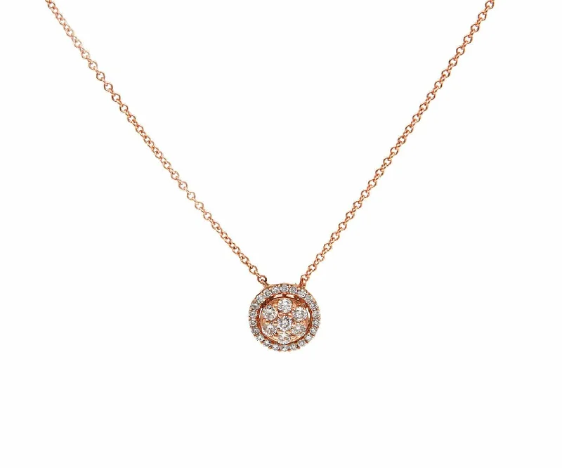 Cosmic gleam necklaces -New 0.40ctw Pave Diamond Circle Halo Pendant Necklace in 14K