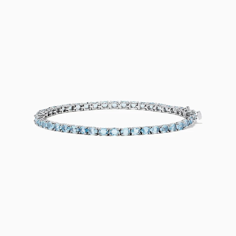 Ladies timeless chic bracelets -925 Sterling Silver Aquamarine Tennis Bracelet