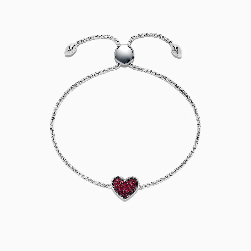 Ladies butterfly wing bracelets -925 Sterling Silver Ruby Heart Bracelet, 0.62 TCW