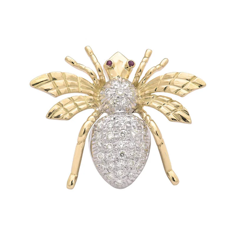 pearl accent brooch for women -Brooch- Ruby and Diamond