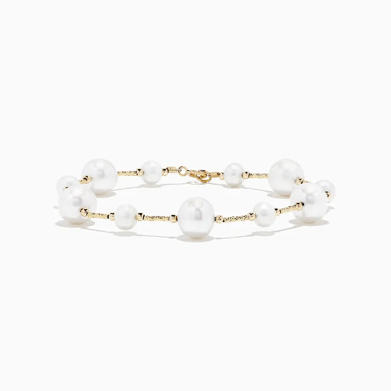 Ladies explorer vibe bracelets -14K Yellow Gold Pearl Station Bracelet