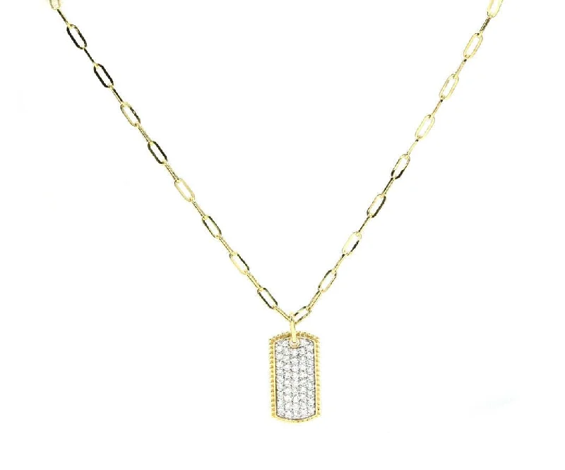 Woodland charm necklaces -New Gabriel & Co. 0.69ctw Diamond Pave Dog Tag Hollow Chain Necklace in 14K