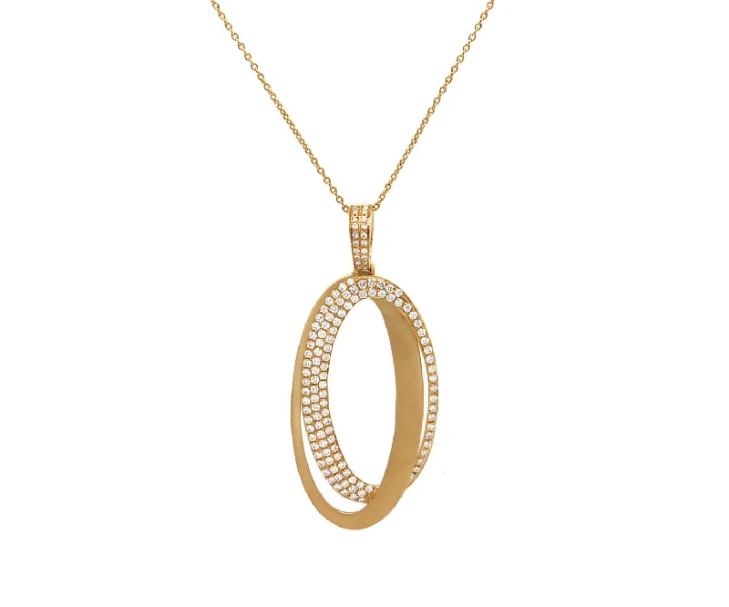 Smooth elegance necklaces -New 0.65ctw Pave Diamond Double Oval Pendant Necklace in 18K