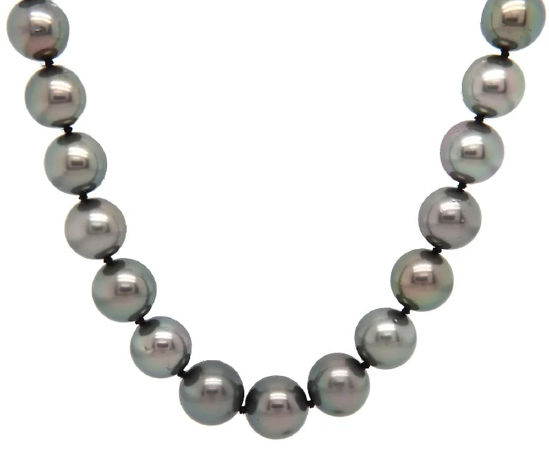 Heritage gleam necklaces -Iridesse Tahitian Diamond and Graduated Pearl Strand Necklace in 18K