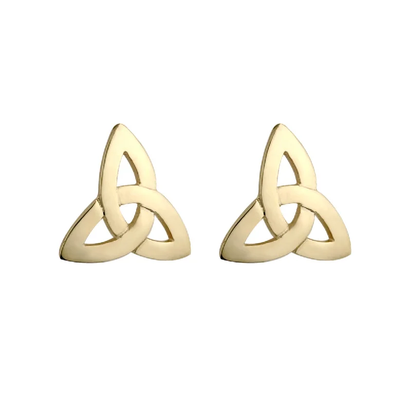 ladies silver earrings sapphire stones -9k Gold Trinity Knot Earrings