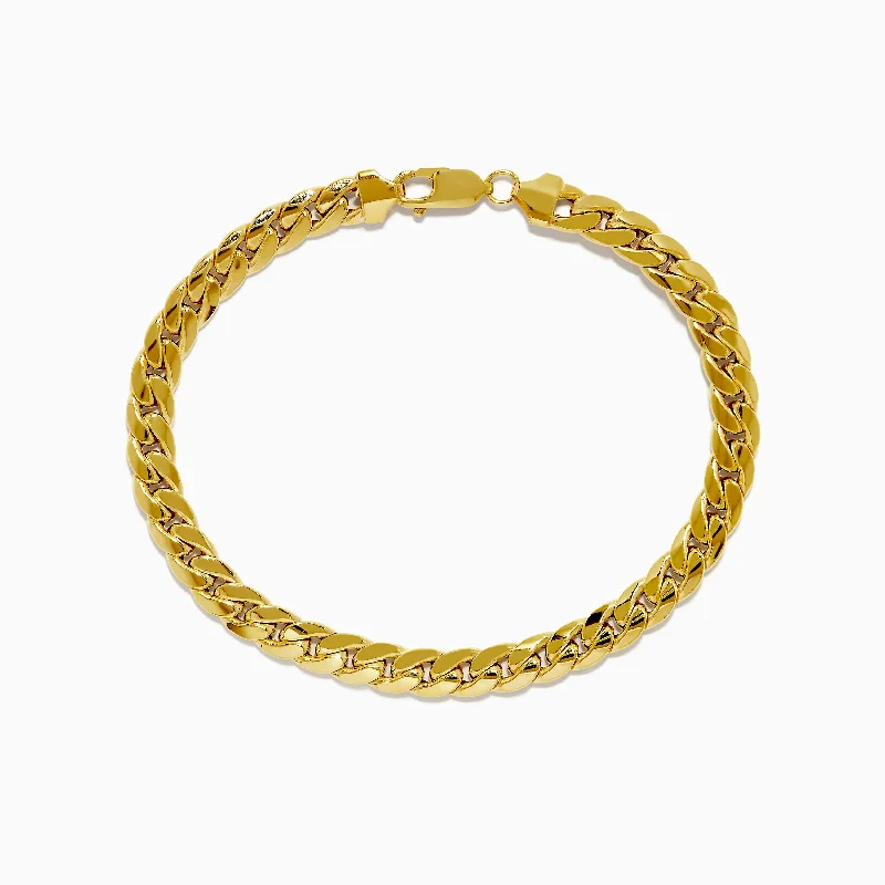 Ladies sharp geometric bracelets -14K Yellow Gold 9" Cuban Chain Link Bracelet