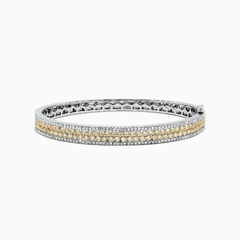 Ladies abstract art bracelets -Canare 14K Gold Yellow and White Diamond Bangle, 3.40 TCW