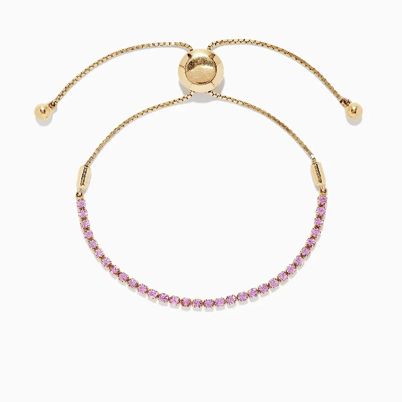 Ladies arid dune bracelets -14K Yellow Gold Pink Sapphire Bracelet, 1.30 TCW