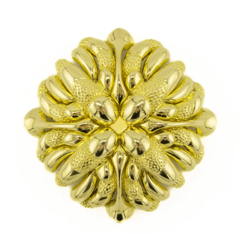 wave pattern brooch for women -Cartier Chrysanthemum Brooch 18K Yellow Gold - 37 Grams