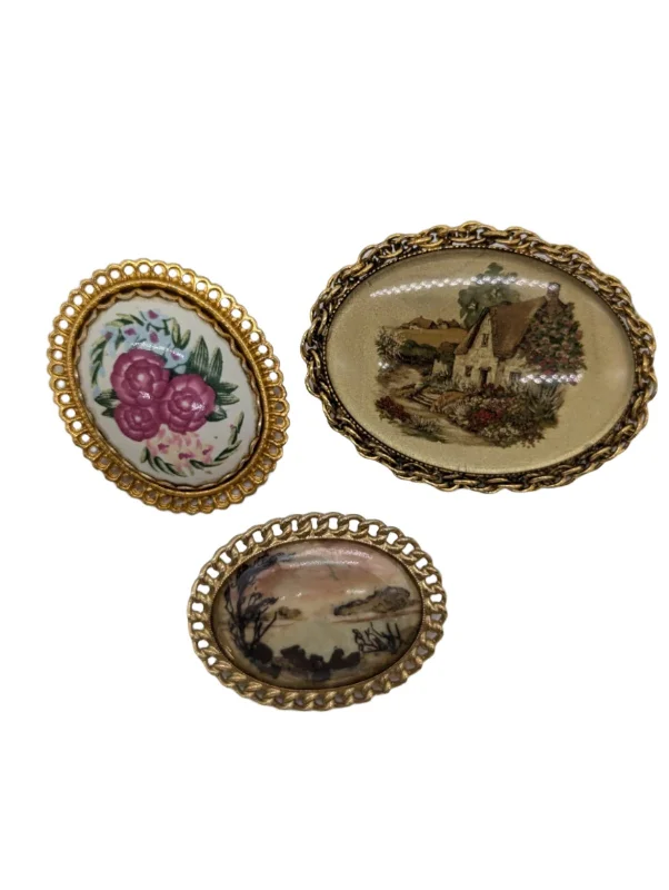 floral brooch for women vintage -The Toscanini Vintage Trio Brooch Set