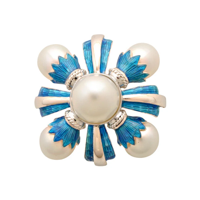 layered gem brooch for women -Brooch-South Sea Pearl (Enamel)