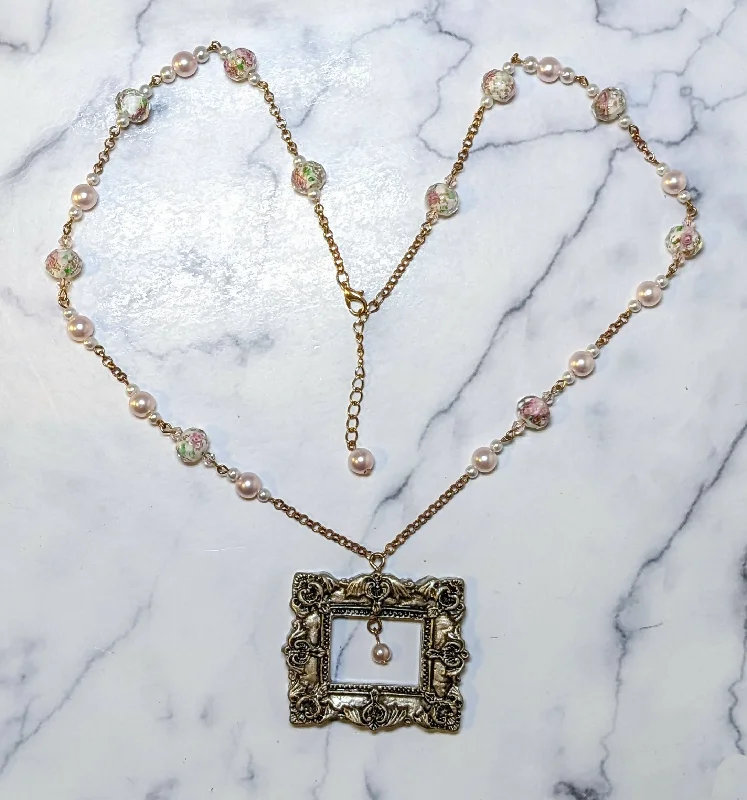 Nighttime radiance necklaces -Square Frame Necklace