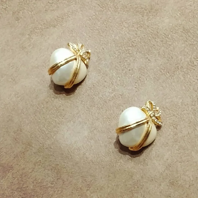 vintage earrings for women retro design -Joan Rivers vintage Heart Pearl Earrings