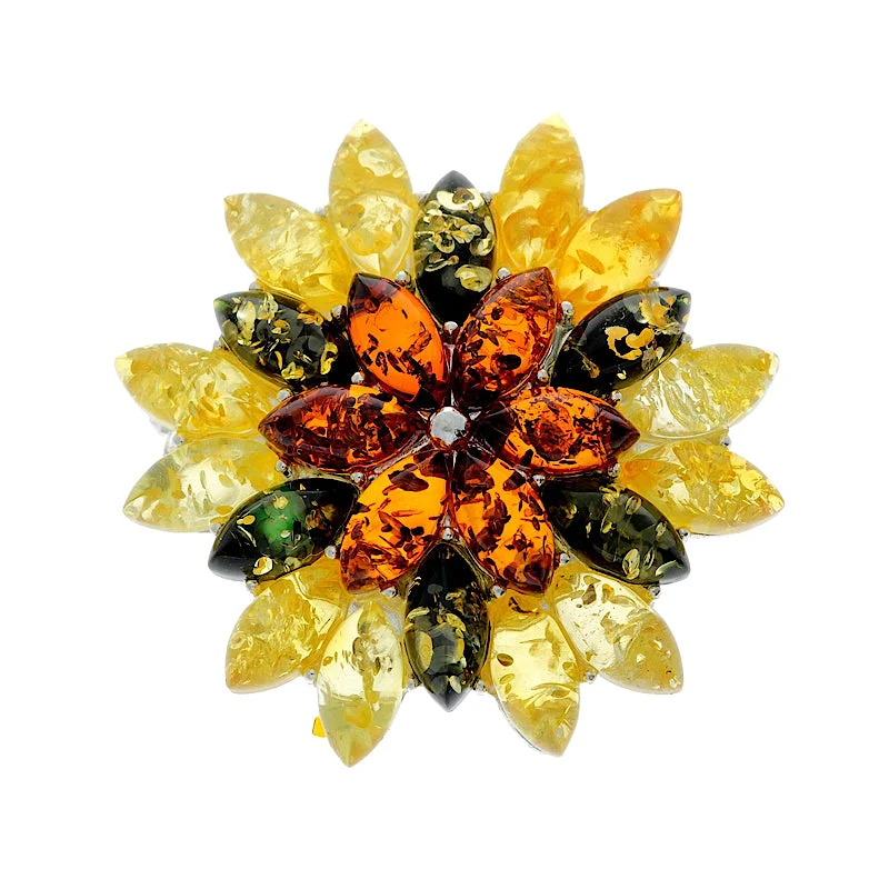 ladies rose gold brooch hearts -Baltic Amber Starburst Brooch