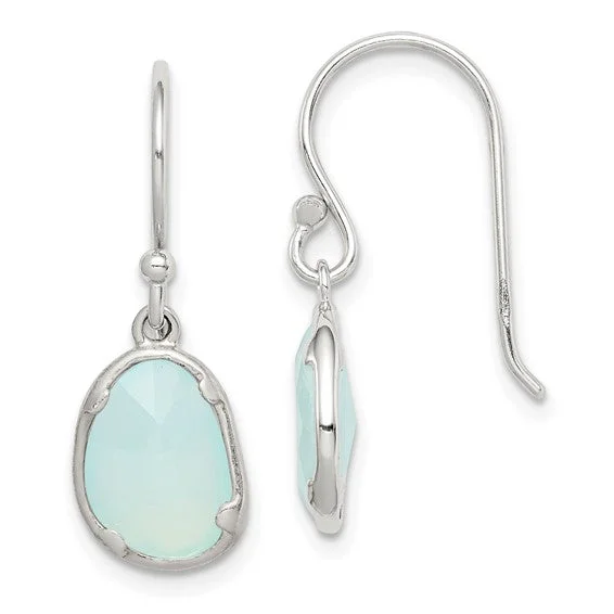 silver moon phase earrings for women -Sterling Silver Blue Chalcedony Dangle Earrings