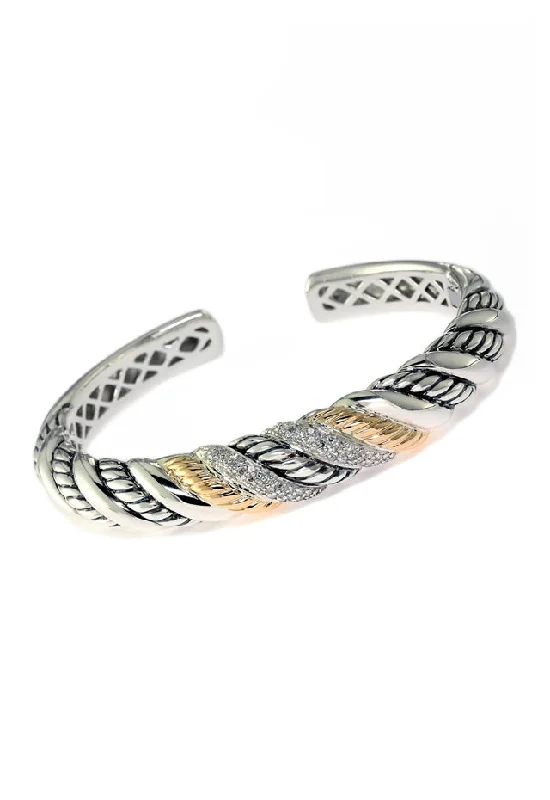 Ladies key glow bracelets -925 Sterling Silver and 18K Gold Diamond Bangle