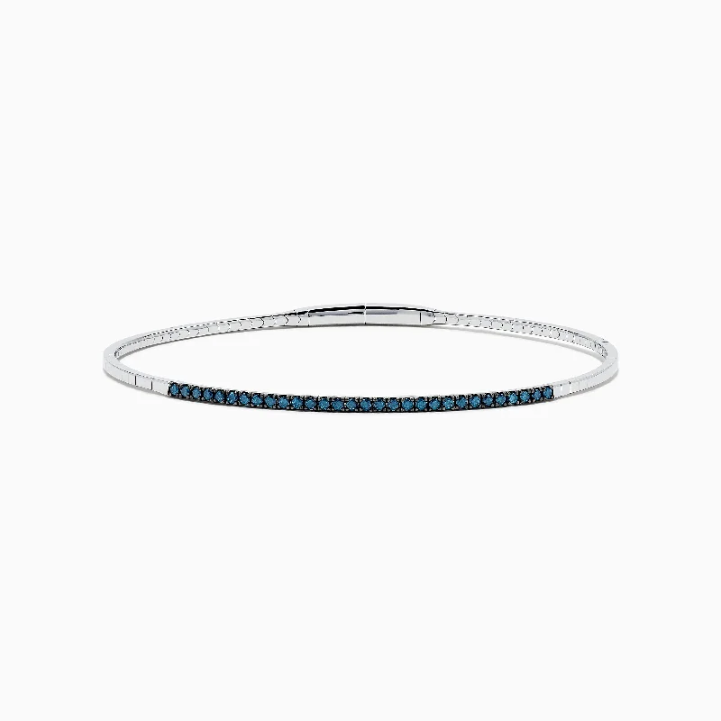 Ladies summer vibe bracelets -Bella Bleu 14K White Gold Blue Diamond Bangle