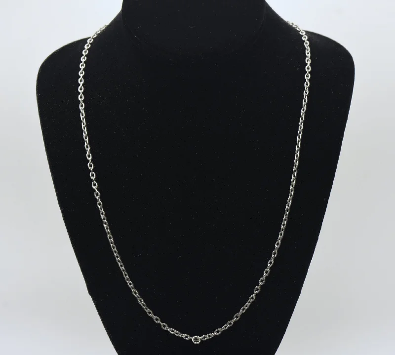 Confident glow necklaces -Vintage Silver Tone Metal Textured Rolo Link Chain Necklace - 24"