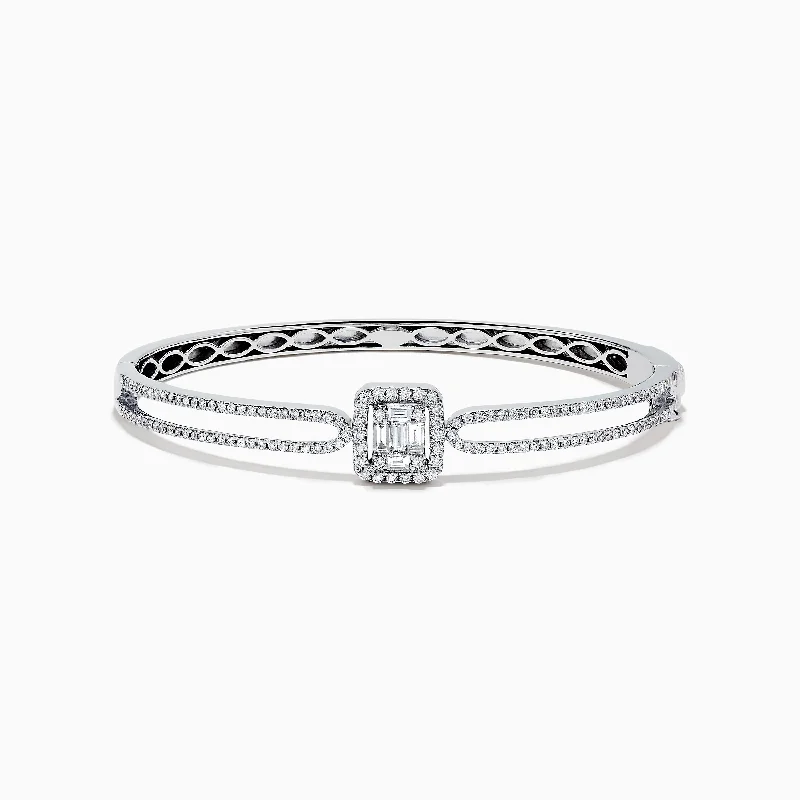 Ladies round shine bracelets -Classique 14K White Gold Diamond Bangle 0.93 TCW