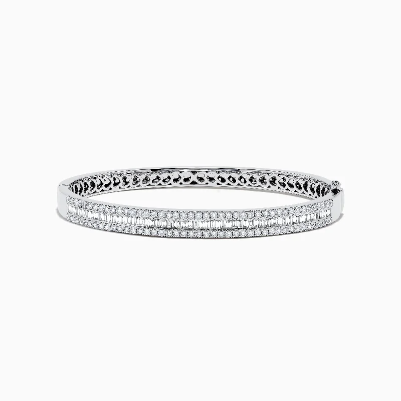 Ladies hexagon glow bracelets -Classique 14K White Gold Diamond Bangle 2.41 TCW