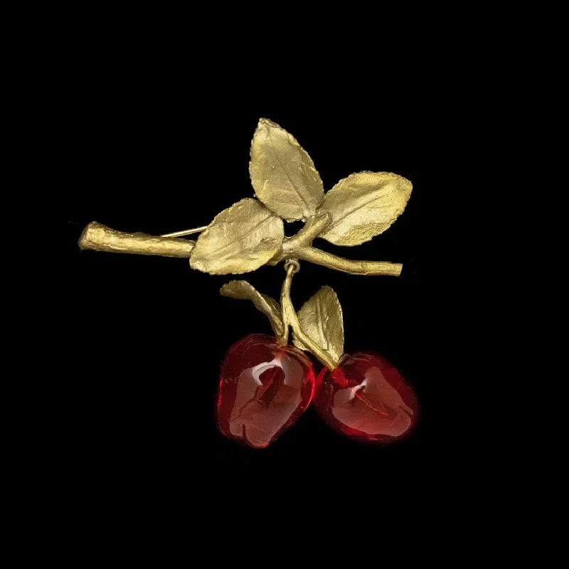 ladies brooch opal inlays -Delicious Apple Brooch