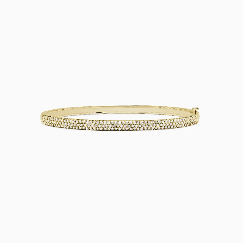 Ladies empowering spark bracelets -D'Oro 14K Yellow Gold Pave Diamond Bangle, 1.20 TCW