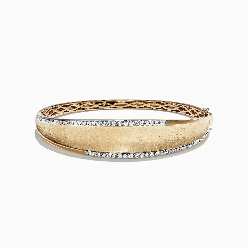 Ladies legacy bond bracelets -D'Oro 14K Brushed Yellow Gold Diamond Bangle, 0.77 TCW