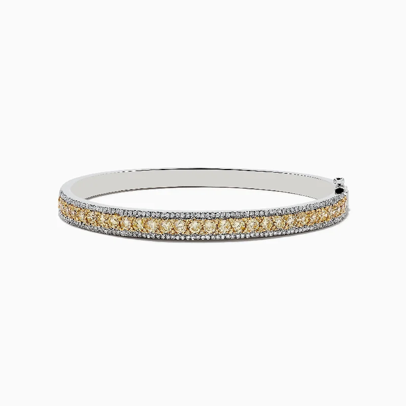 Ladies fine strand bracelets -Canare 14k White Gold Yellow Diamond Bangle 3.40 TCW