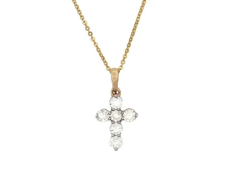 Horse stride necklaces -New 0.94ctw Diamond Shared Prong Cross Pendant Necklace in 14K