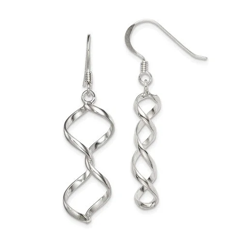 chain detail earrings for women -Sterling Silver Fancy Twist Dangle Earrings