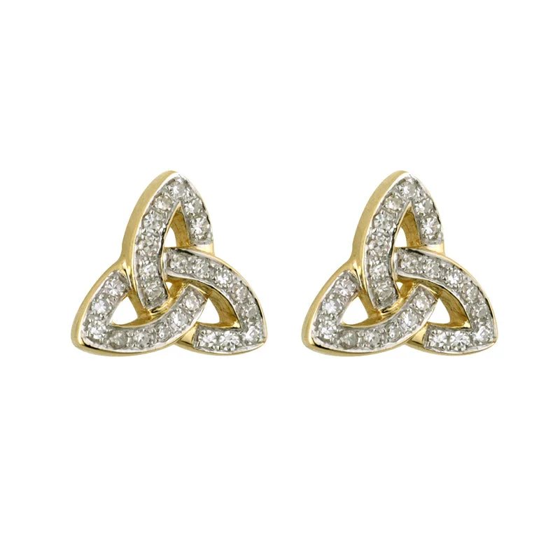 ladies earrings enamel detailing -14k Diamond Trinity Knot Earrings