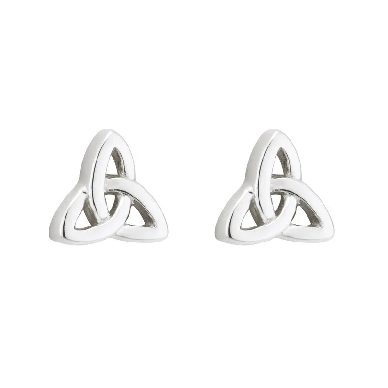 ladies cuff earrings unique style -Sterling Silver Trinity Knot Stud Earrings