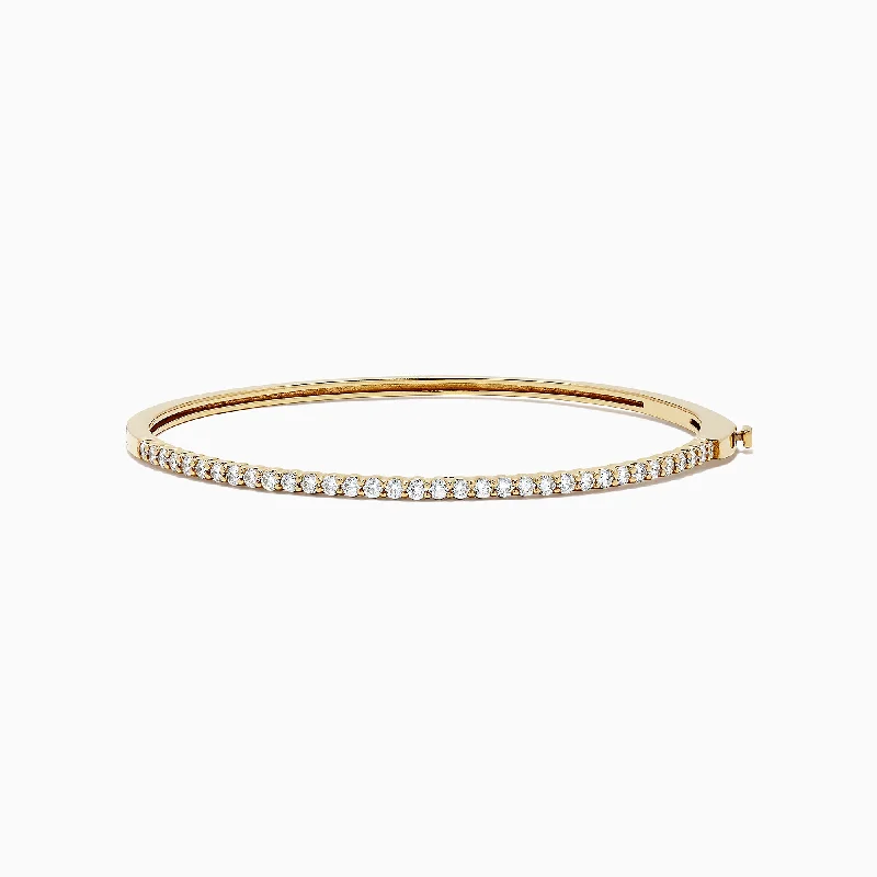 Ladies space-age bracelets -D'Oro 14K Yellow Gold Diamond Bangle, 1.00 TCW