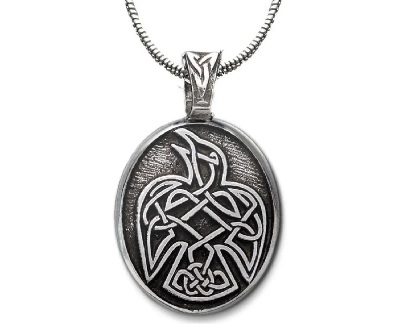 Celebration charm necklaces -Celtic Raven Pewter Pendant Necklace By Celtic Knotworks