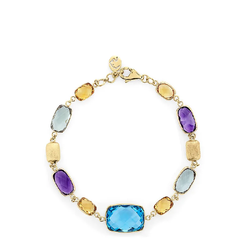 Ladies painted charm bracelets -14K Yellow Gold Multi Gemstone Bracelet, 18.80 TCW