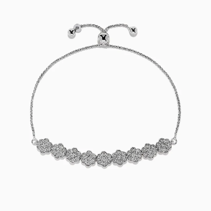 Ladies beaded elegance bracelets -925 Sterling Silver Diamond Bolo Bracelet