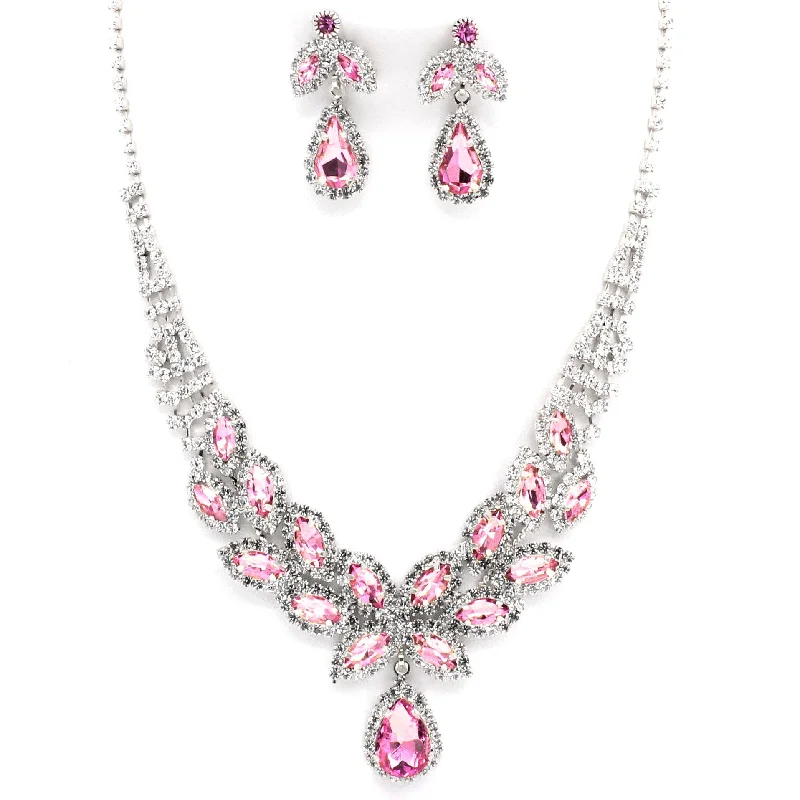 Free-spirit hippie necklaces -Instant Shipping! Flower Rhinestone Necklace Set