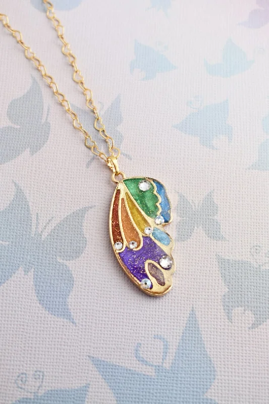 Even balance necklaces -Rainbow Butterfly Wing Necklace