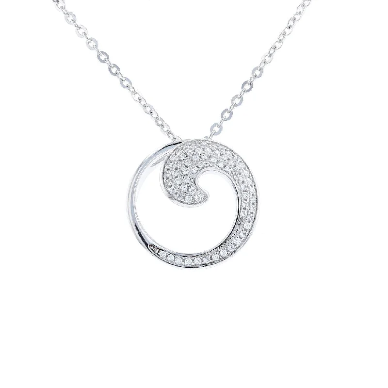 Whimsy shine necklaces -Silver Cubic Zirconia Wave Necklace