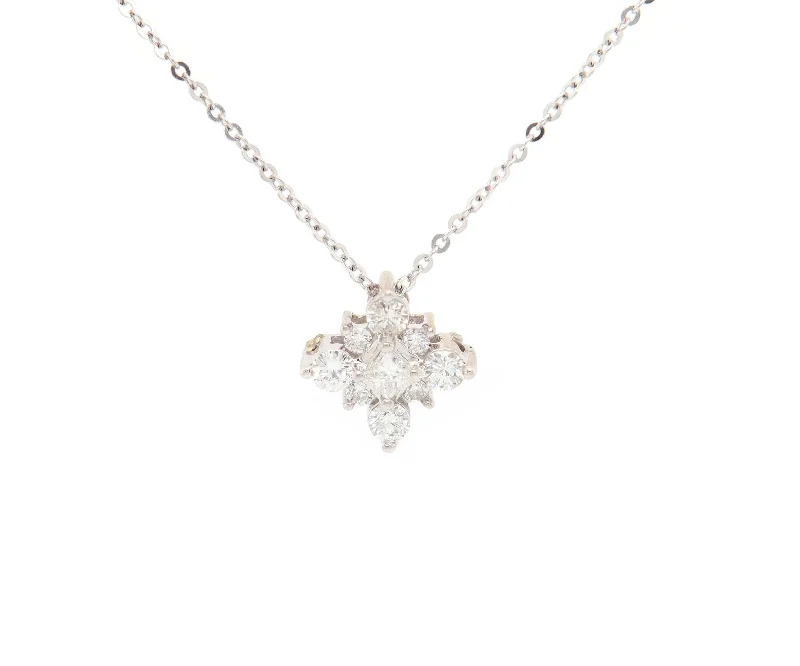 Velvety smooth necklaces -0.65ctw Round Diamond Cluster Pendant Necklace in 14K