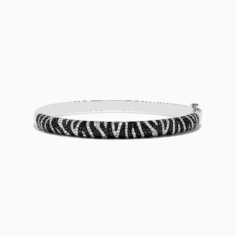 Ladies forest green bracelets -14k White Gold Black and White Diamond Zebra Print Bangle