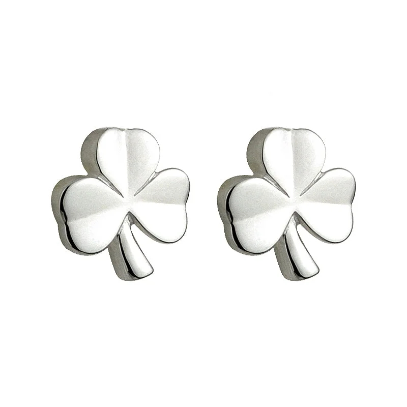 ladies silver earrings kunzite stones -Silver Kids Shamrock Stud Earrings