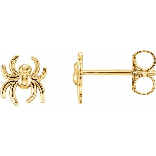 ladies gold earrings fish motifs -14K Yellow Gold 6.3x5.6 mm Spider Earrings