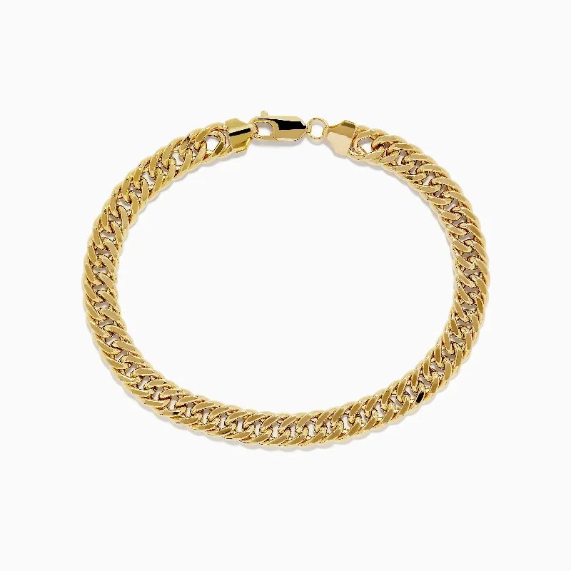 Ladies summer vibe bracelets -14K Two-Tone Yellow and White Gold Reversible Curb Chain Link Bracelet 9"