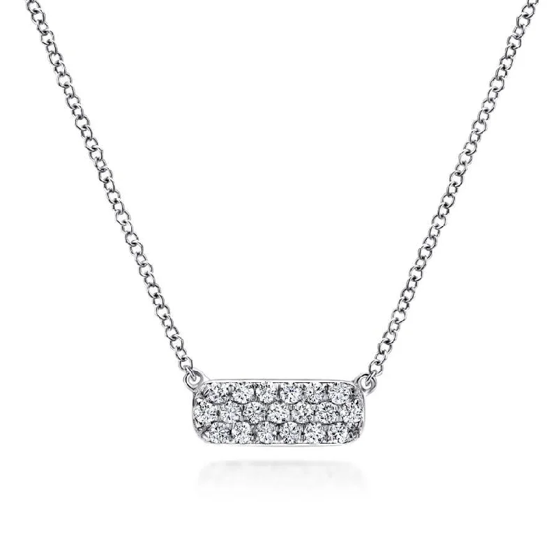 Dream haze necklaces -Gabriel & Co. - NK4943W45JJ - 14K White Gold Rectangular Diamond Pendant Necklace