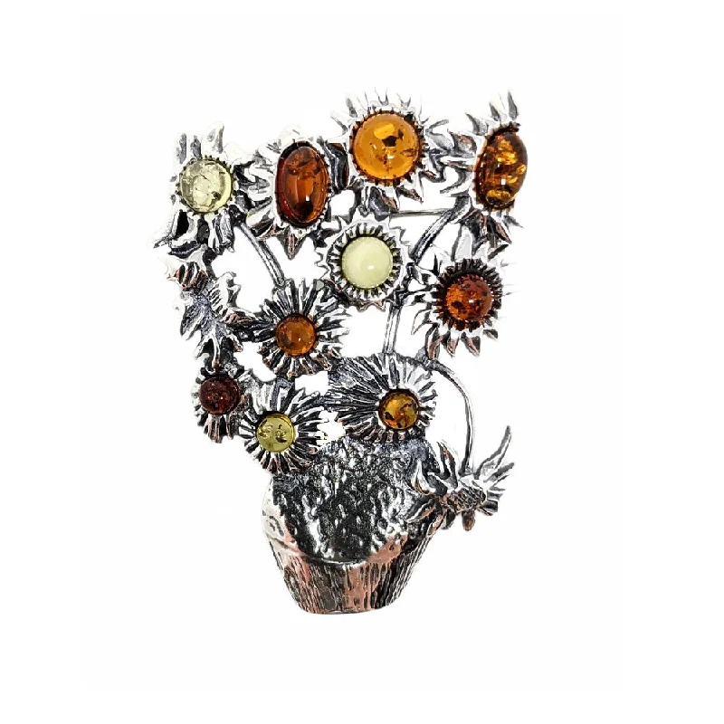 chain tassel brooch for women -Van Gogh Amber Sunflower Brooch