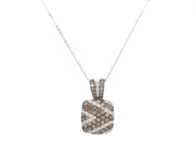 Zirconia dazzle necklaces -1.50ctw White and Brown Diamond Pendant Necklace in 14K