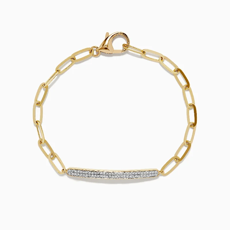 Ladies galaxy flair bracelets -D'oro 14K Yellow Gold Diamond Paperclip Bracelet 0.24 TCW