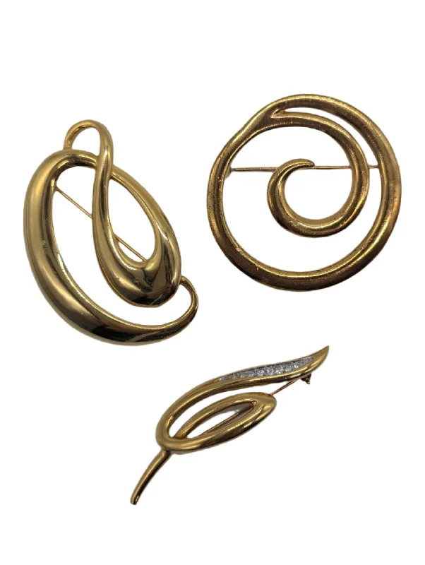 ladies white gold brooch elegant -Tiziano Trio Brooch Set