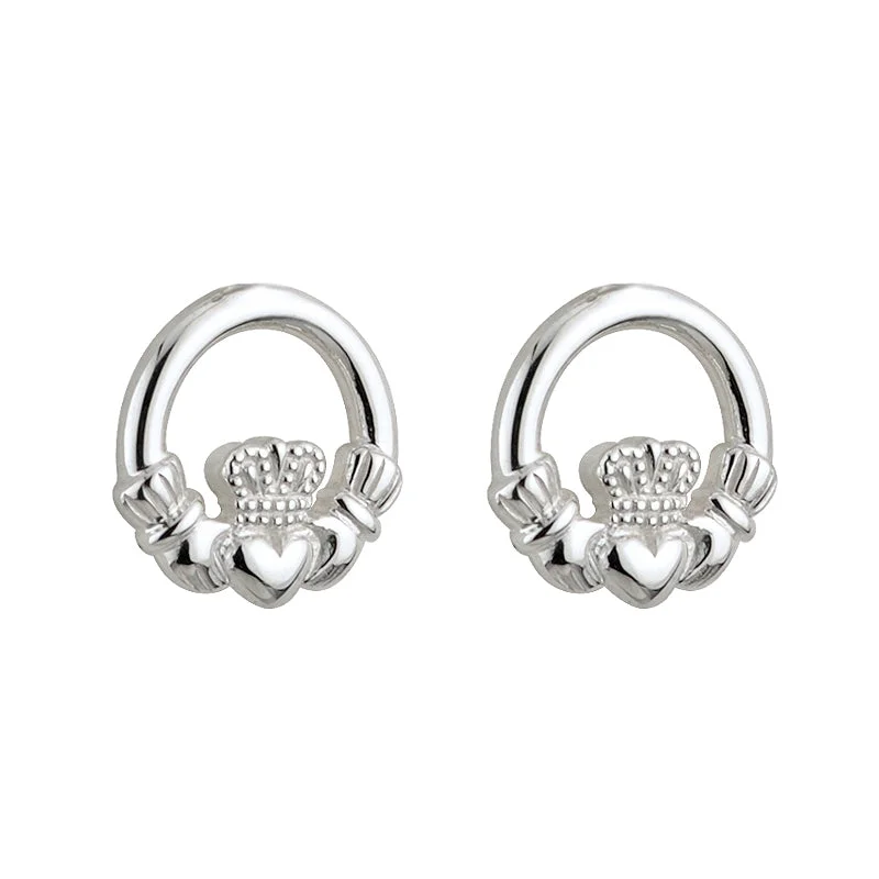 star drop earrings for women -Silver Claddagh Kids Earrings